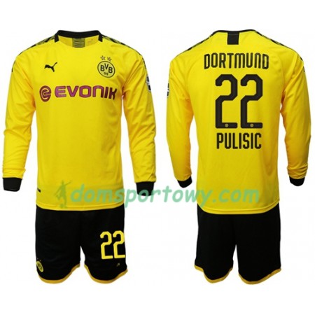 Koszulka Borussia Dortmund Pulisic 22 Dziecięcy Domowe Koszulki Piłkarskie 2019-2020 Długi Rękaw